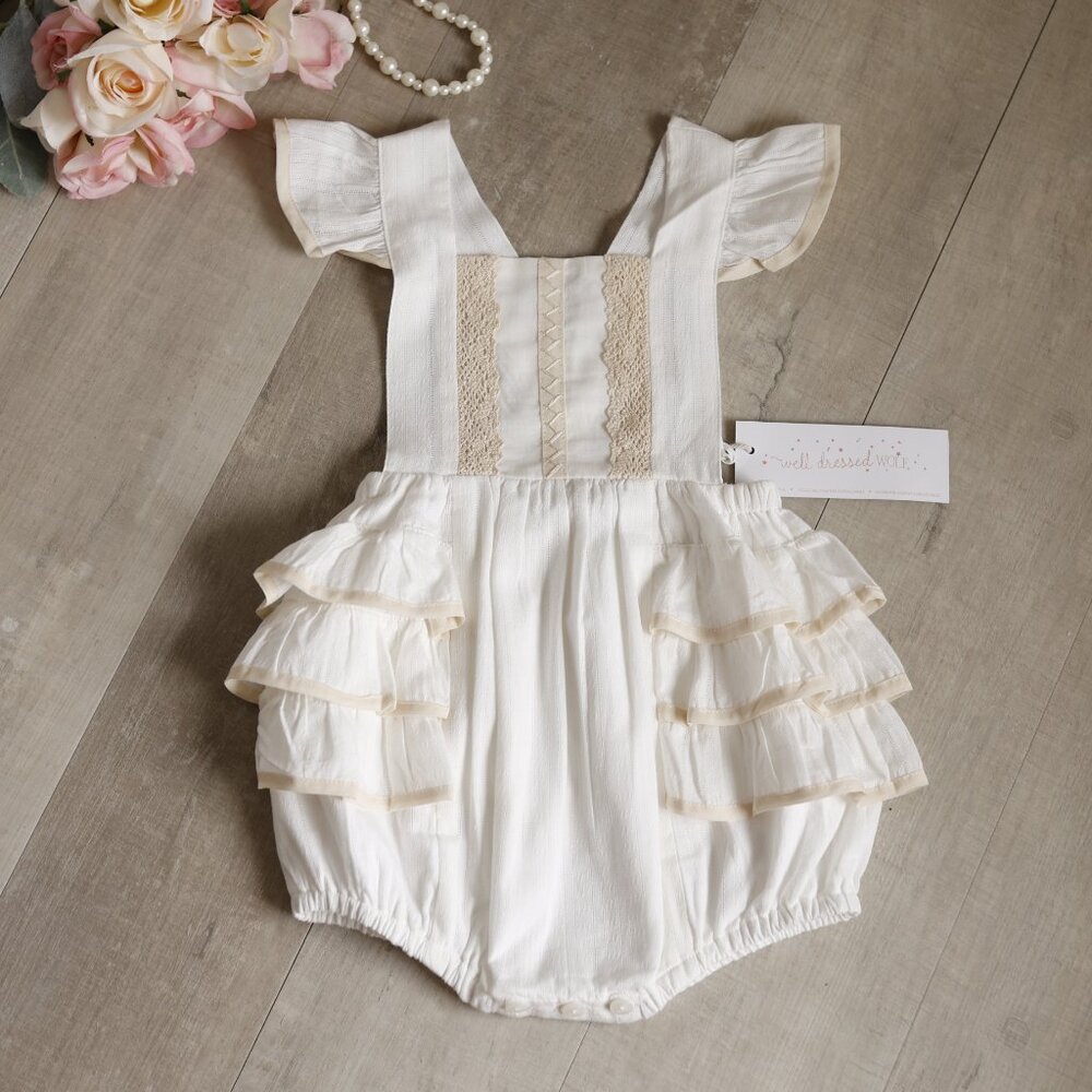 Well Dressed Wolf Simply Ivory Grace Bubble Portrait Romper New With Tag